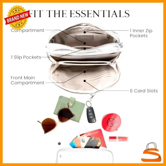 Genuine Leather Crossbody Bag with RFID Wallet, Adjustable Strap - Picture 4 of 7